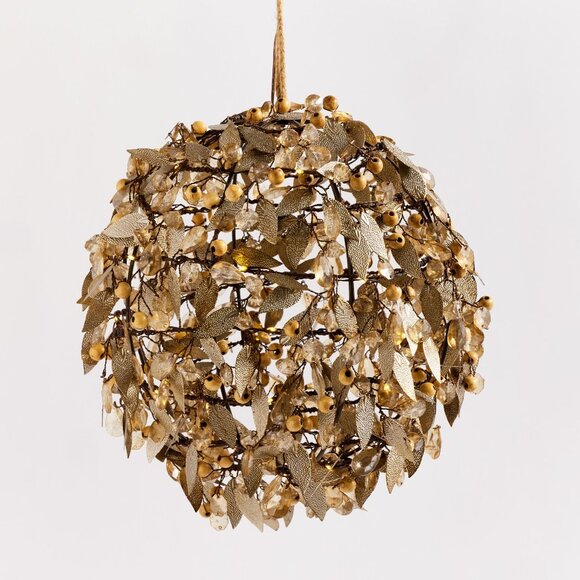 NWT Pottery Barn - Lit Rustic Leaf Orb 11" - Picture 2 of 6